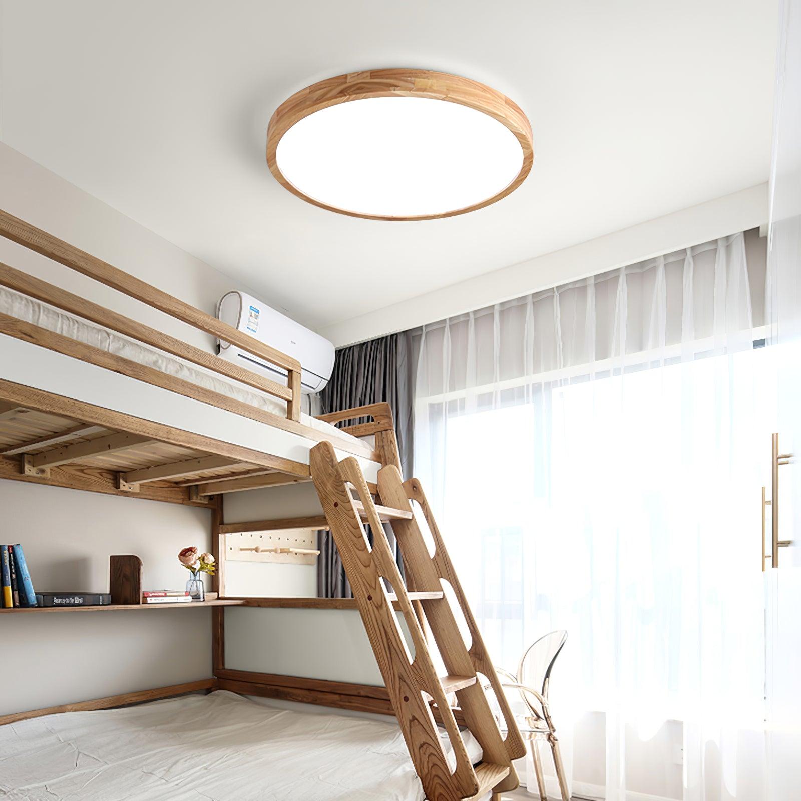 Natural Wood Ceiling Lamp – Stylish Geometric Shapes