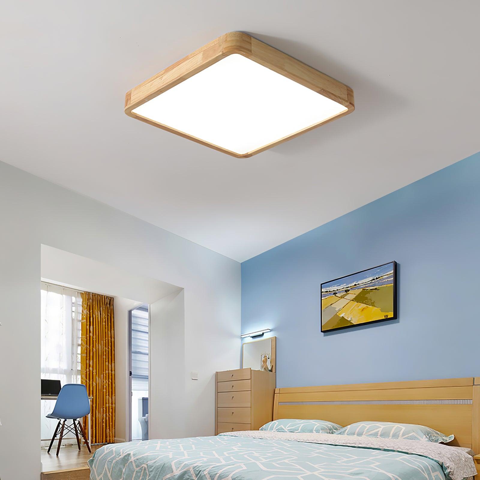 Natural Wood Ceiling Lamp – Stylish Geometric Shapes