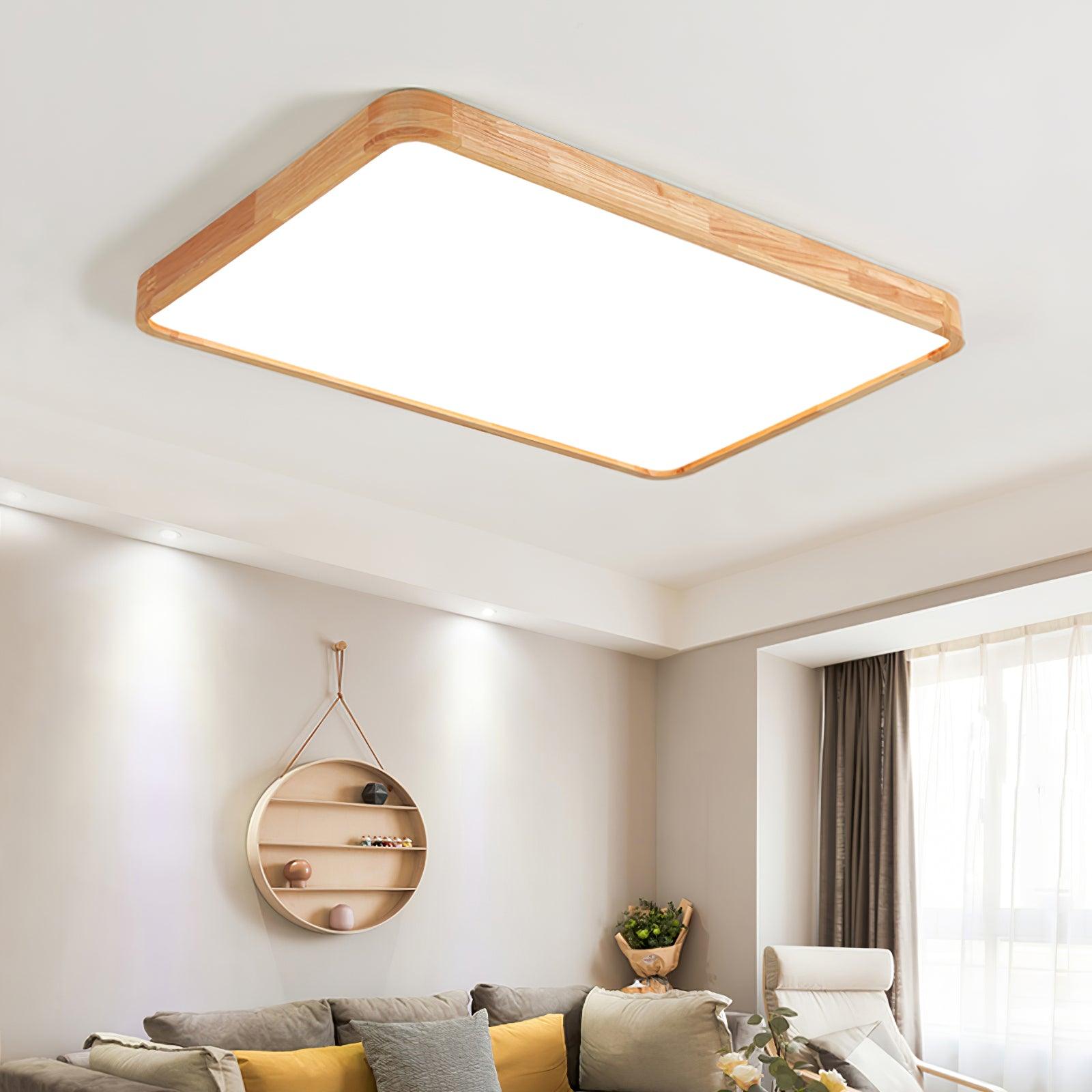 Natural Wood Ceiling Lamp – Stylish Geometric Shapes