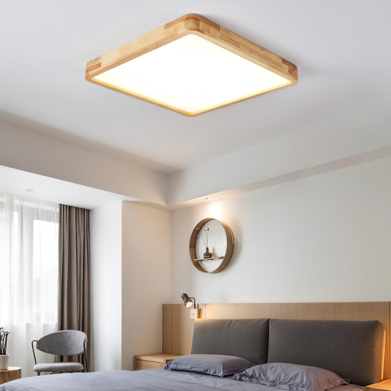 Natural Wood Ceiling Lamp – Stylish Geometric Shapes
