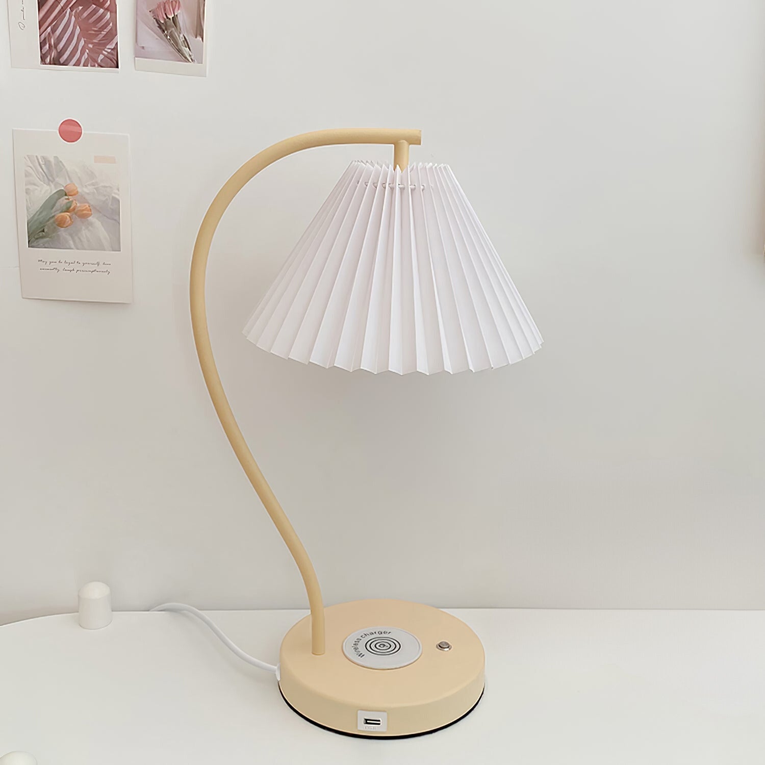 Nordic Curved Ceramic Fabric Table Lamp - Warm Light