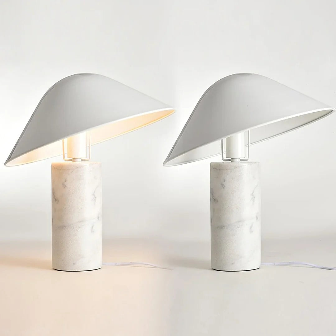 Minimalist conical table lamp with cylindrical base