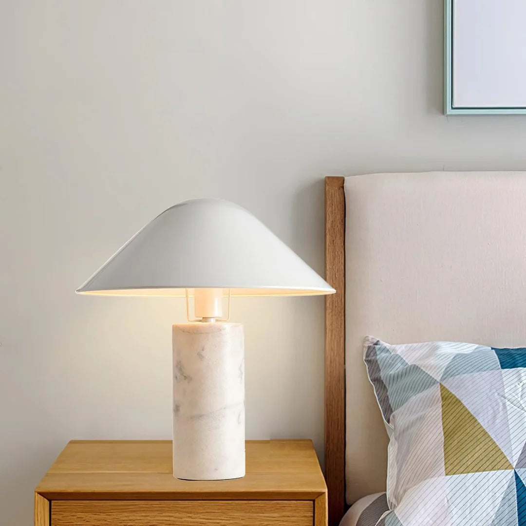 Minimalist conical table lamp with cylindrical base