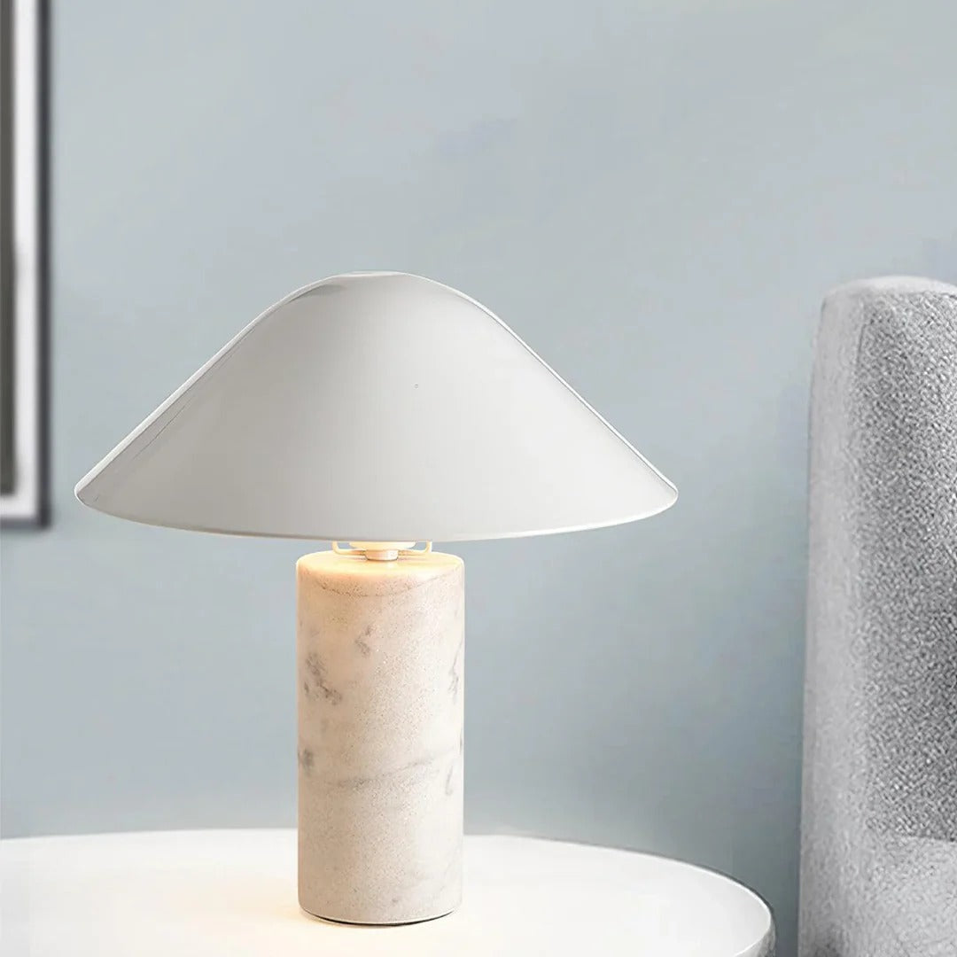 Minimalist conical table lamp with cylindrical base