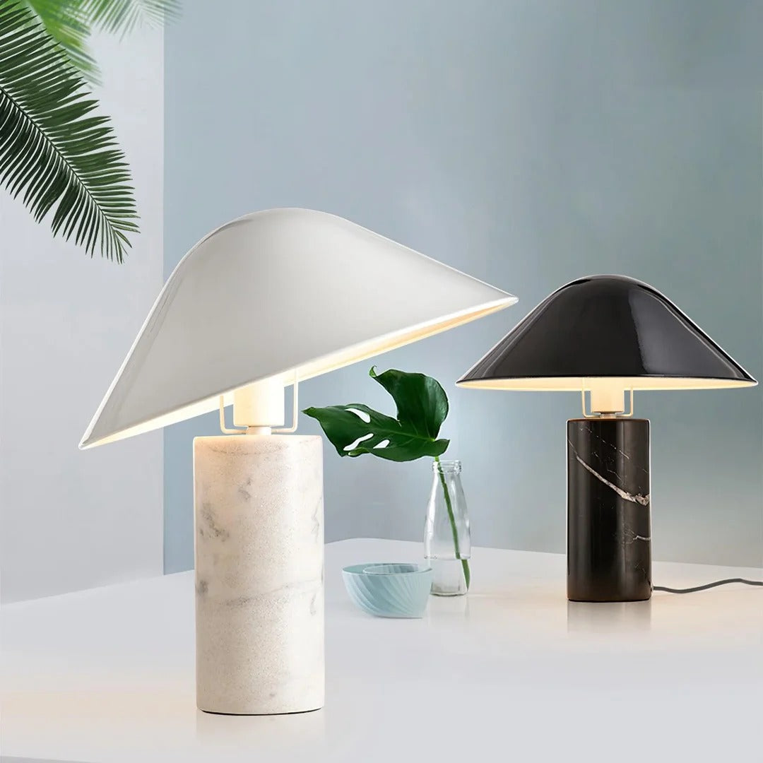 Minimalist conical table lamp with cylindrical base