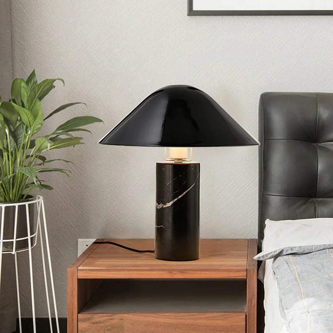 Minimalist conical table lamp with cylindrical base