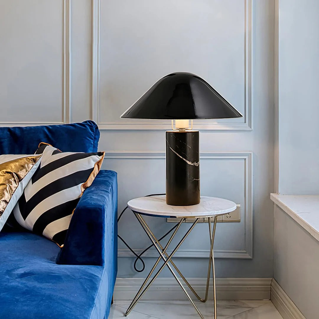 Minimalist conical table lamp with cylindrical base