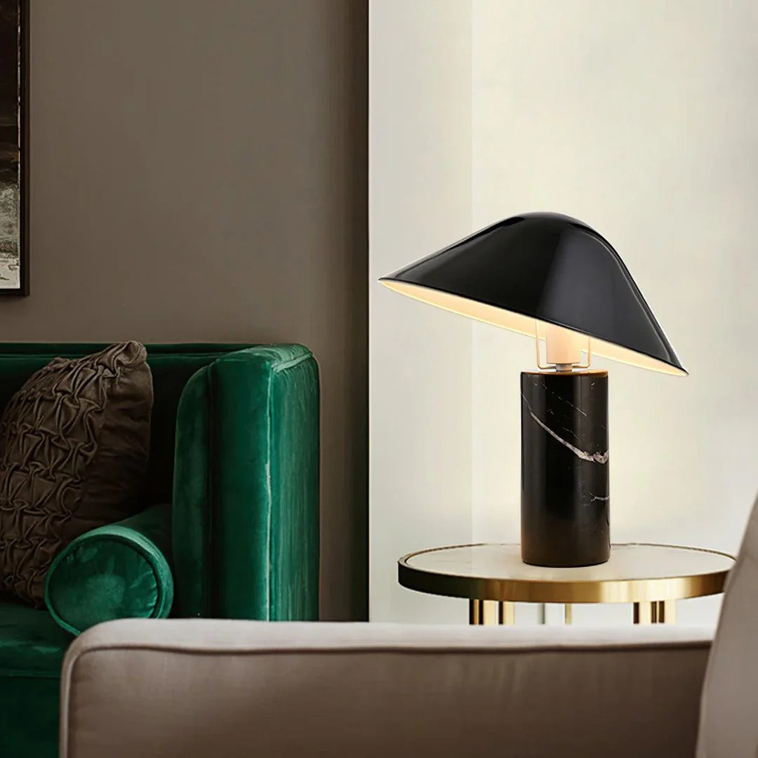 Minimalist conical table lamp with cylindrical base