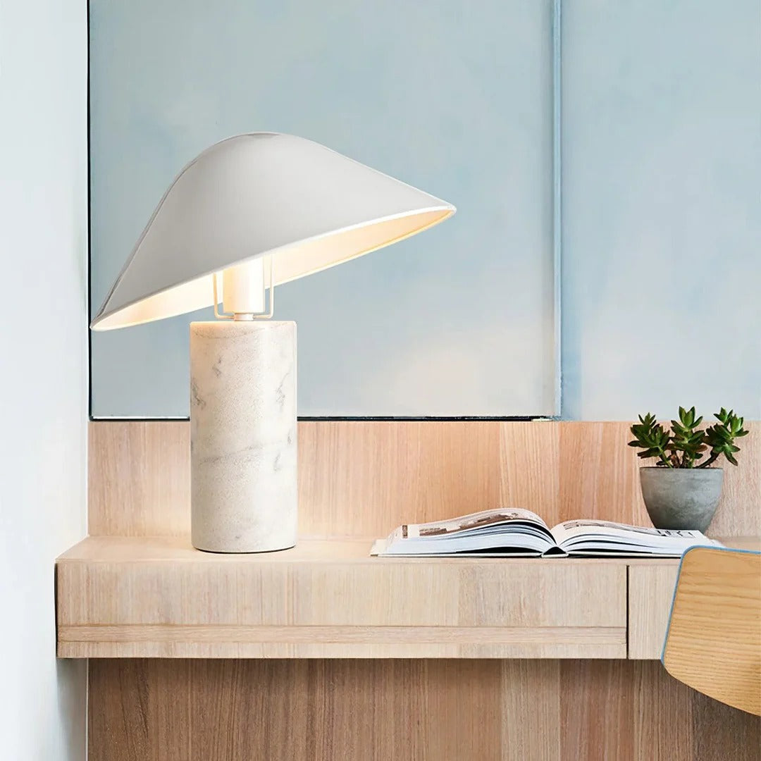 Contemporary Nordic Lamp – Marble Base, Flared Shade