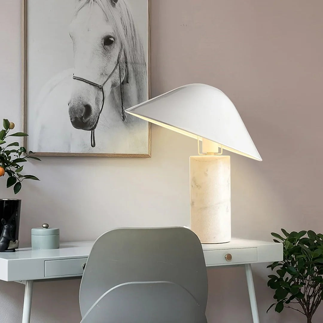 Minimalist conical table lamp with cylindrical base