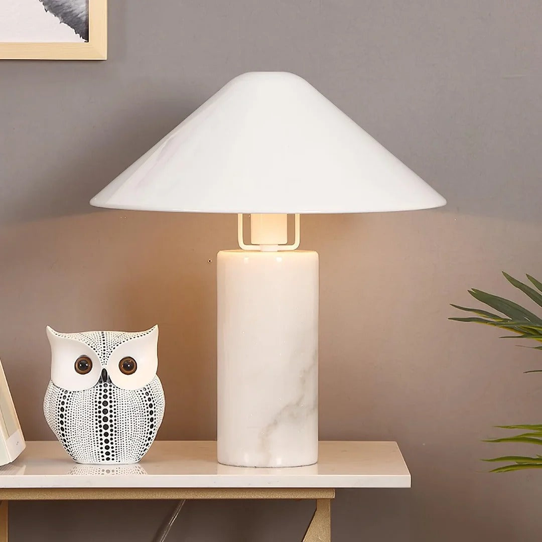 Minimalist conical table lamp with cylindrical base