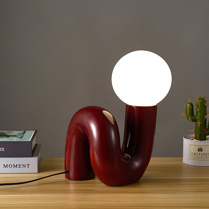 Contemporary Table Lamp with Voluminous N-Shaped Base