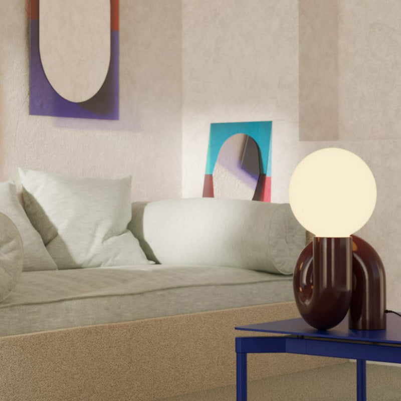 Contemporary Table Lamp with Voluminous N-Shaped Base