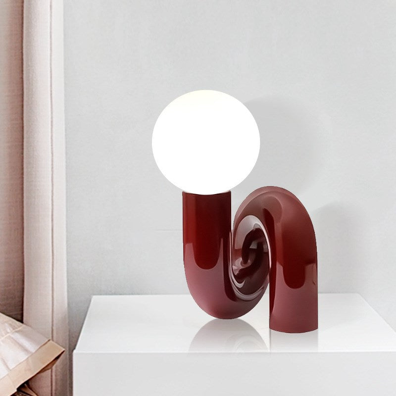 Contemporary Table Lamp with Voluminous N-Shaped Base