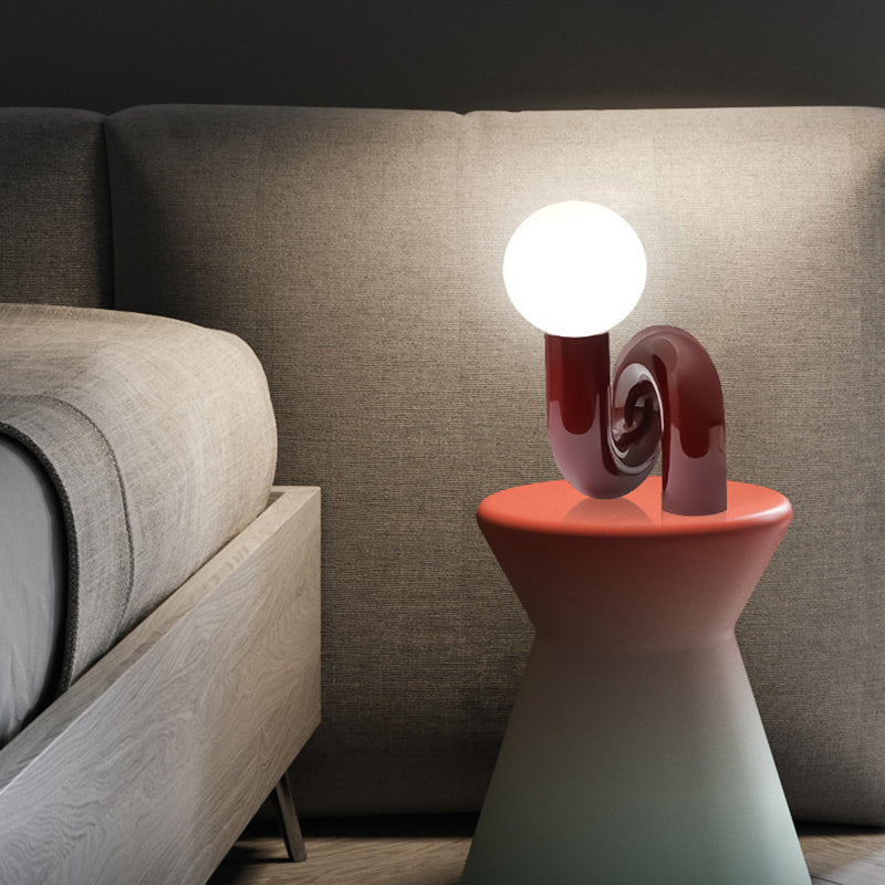 Contemporary Table Lamp with Voluminous N-Shaped Base