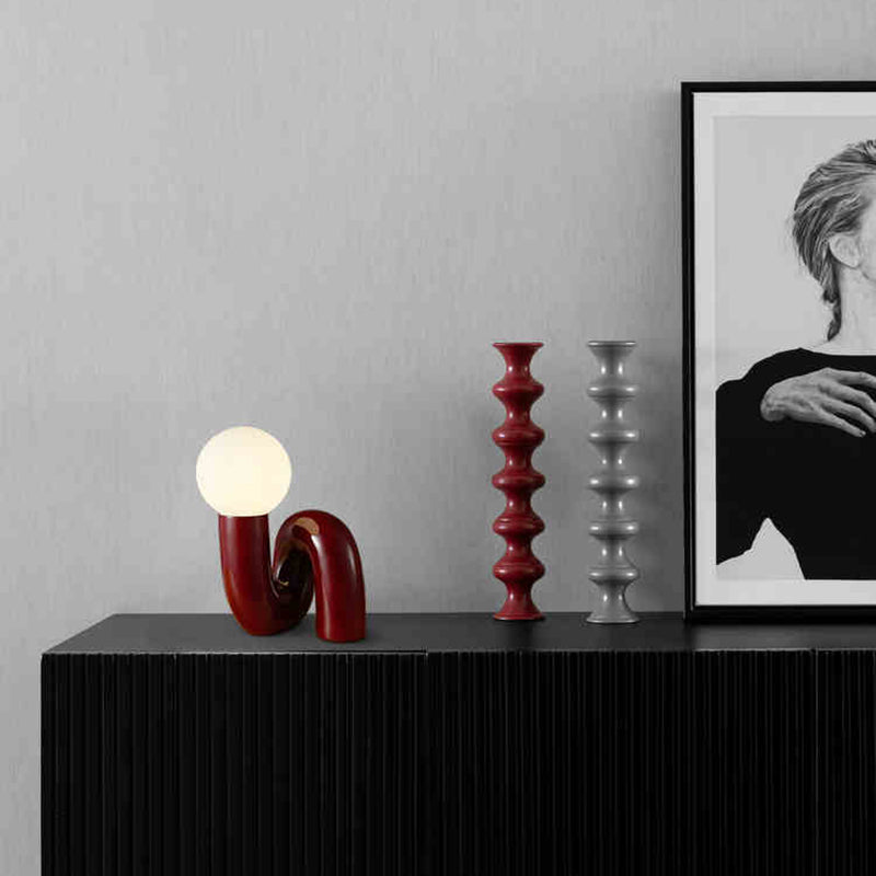 Contemporary Table Lamp with Voluminous N-Shaped Base