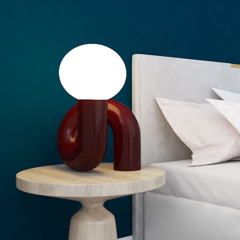 Contemporary Table Lamp with Voluminous N-Shaped Base
