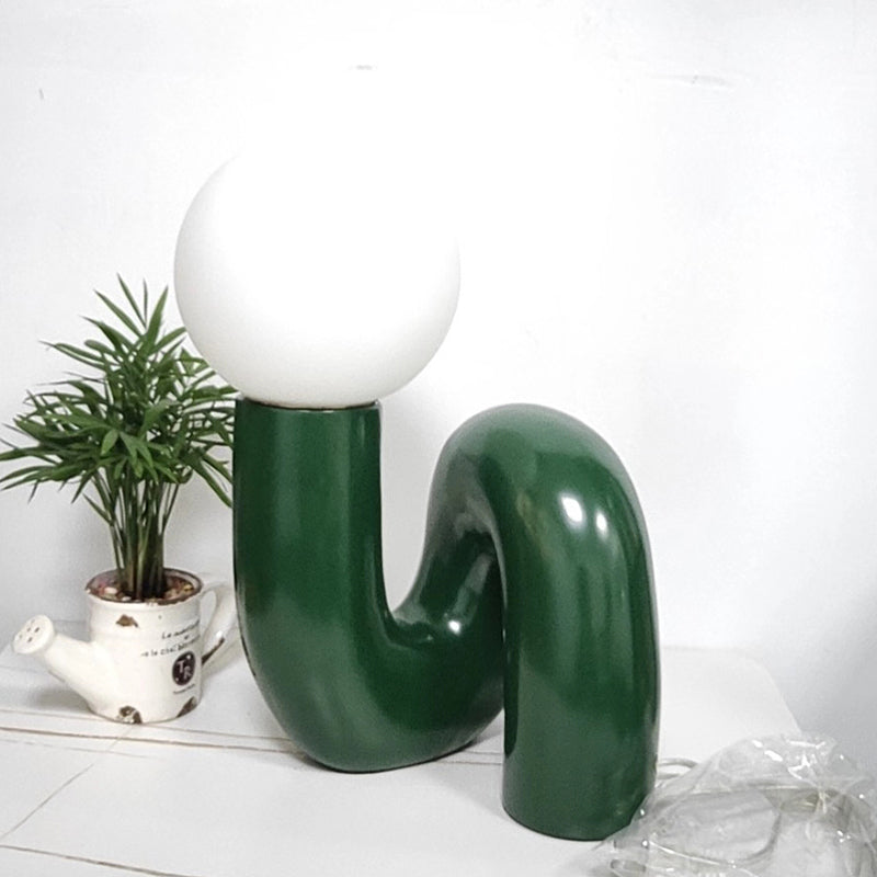 Contemporary Table Lamp with Voluminous N-Shaped Base