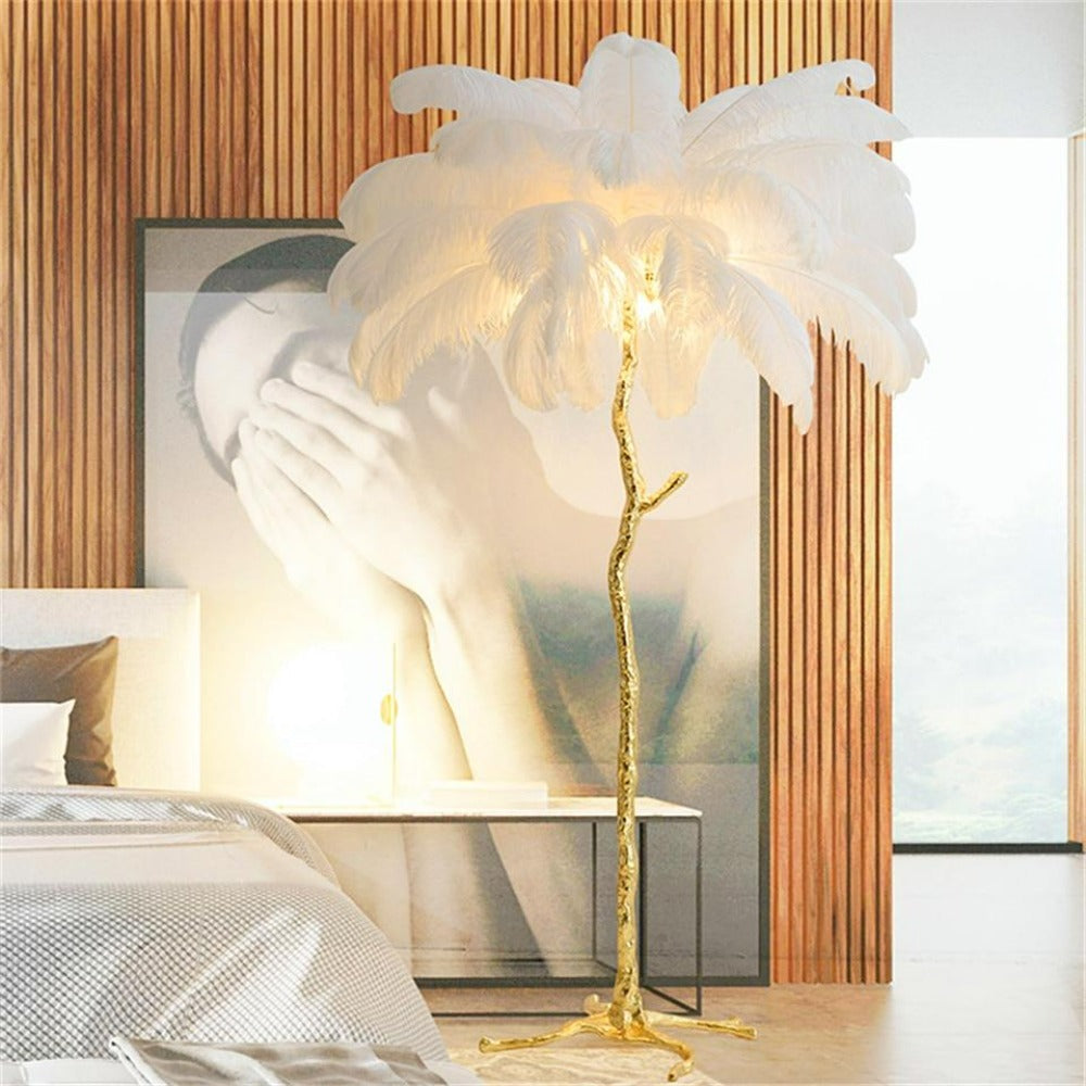 Ostrich Feather Floor Lamp – Tropical Glam Elegance