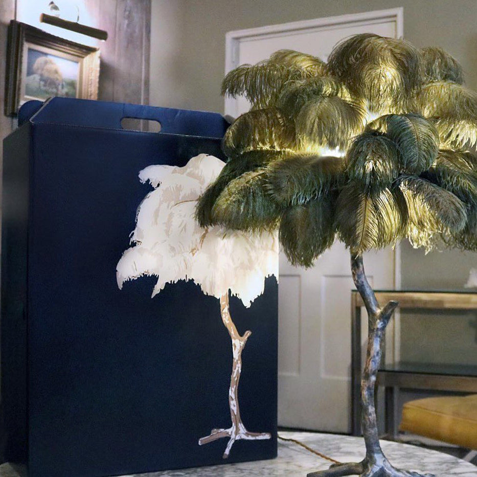 Ostrich Feather Table Lamp - Modern Art Deco Lighting