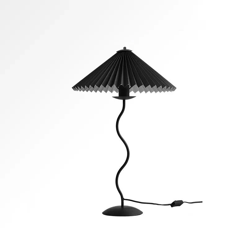 Modern Squiggle Table Lamp – Pleated Umbrella Design