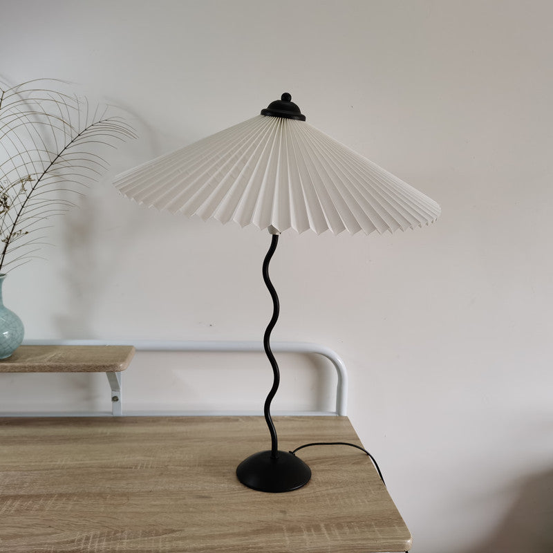 Modern Squiggle Table Lamp – Pleated Umbrella Design