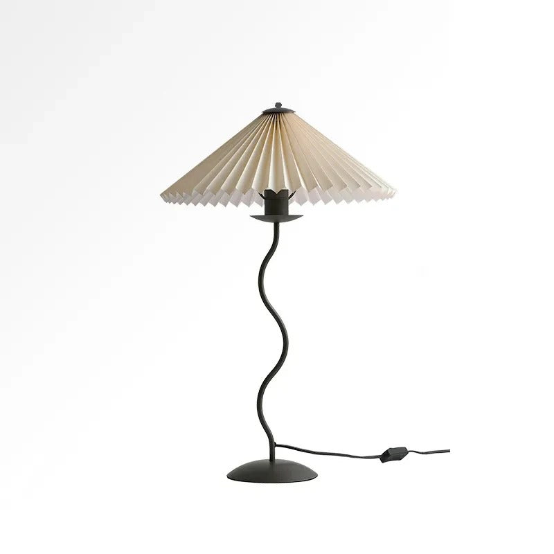 Modern Squiggle Table Lamp – Pleated Umbrella Design