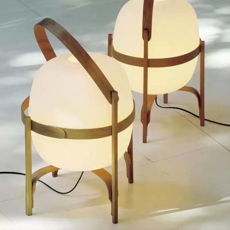 Portable Lantern Table Lamp – Mid-Century Modern Wood Design