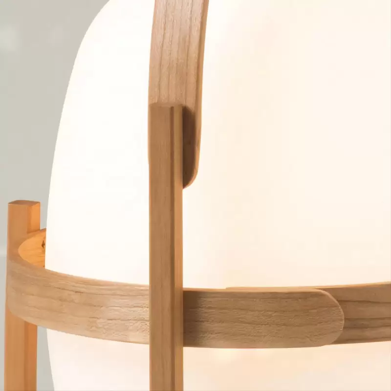 Portable Lantern Table Lamp – Mid-Century Modern Wood Design