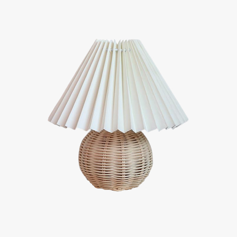 Rattan Ball Lamp with Pleated Lampshade - Vintage Charm for Any Room