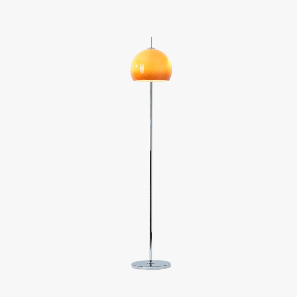 Retro Sunset Floor Lamp – Warm Orange Dome & Chrome Base