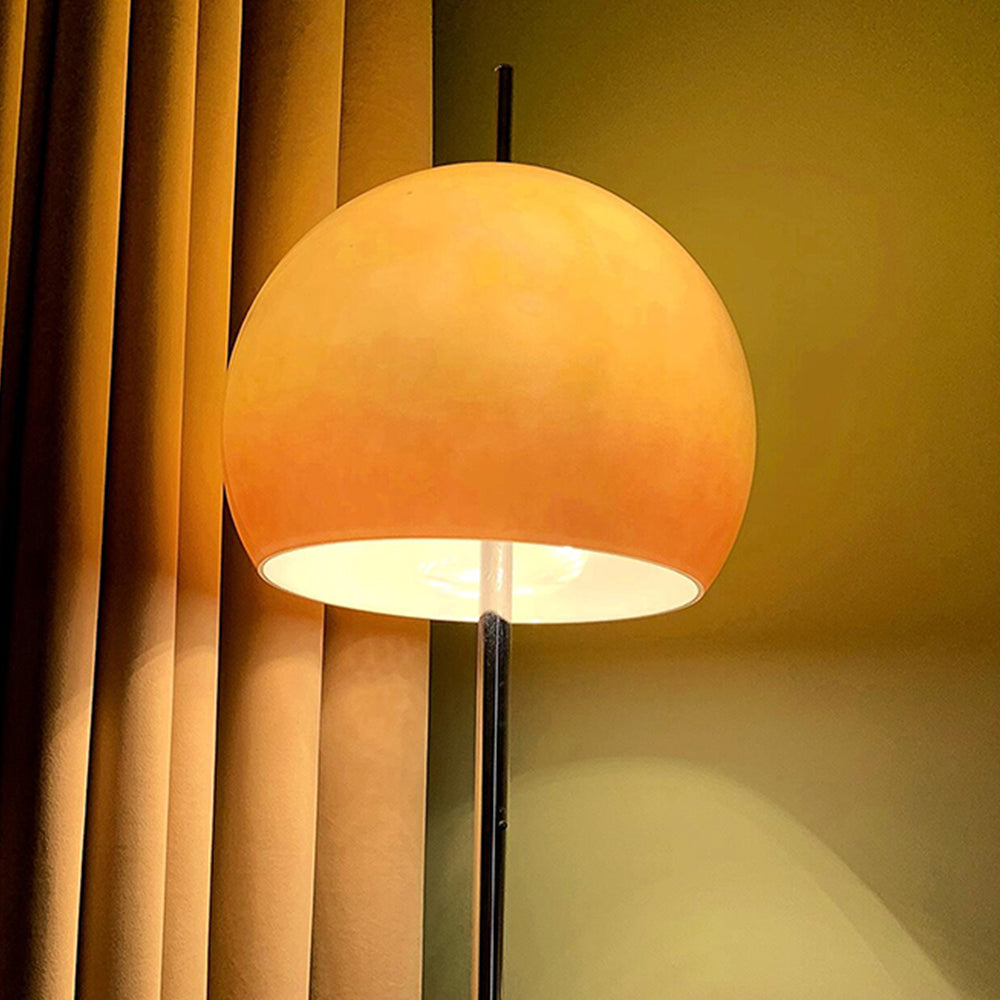 Retro Sunset Floor Lamp – Warm Orange Dome & Chrome Base