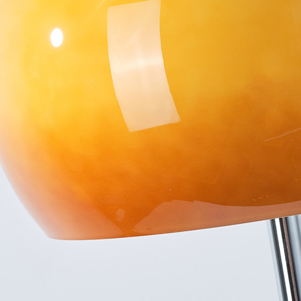 Retro Sunset Floor Lamp – Warm Orange Dome & Chrome Base