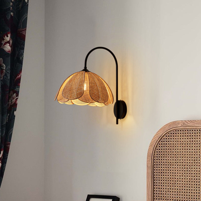 Retro Rattan Wall Sconce Lamp