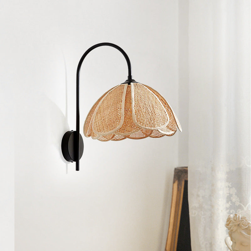 Retro Rattan Wall Sconce Lamp