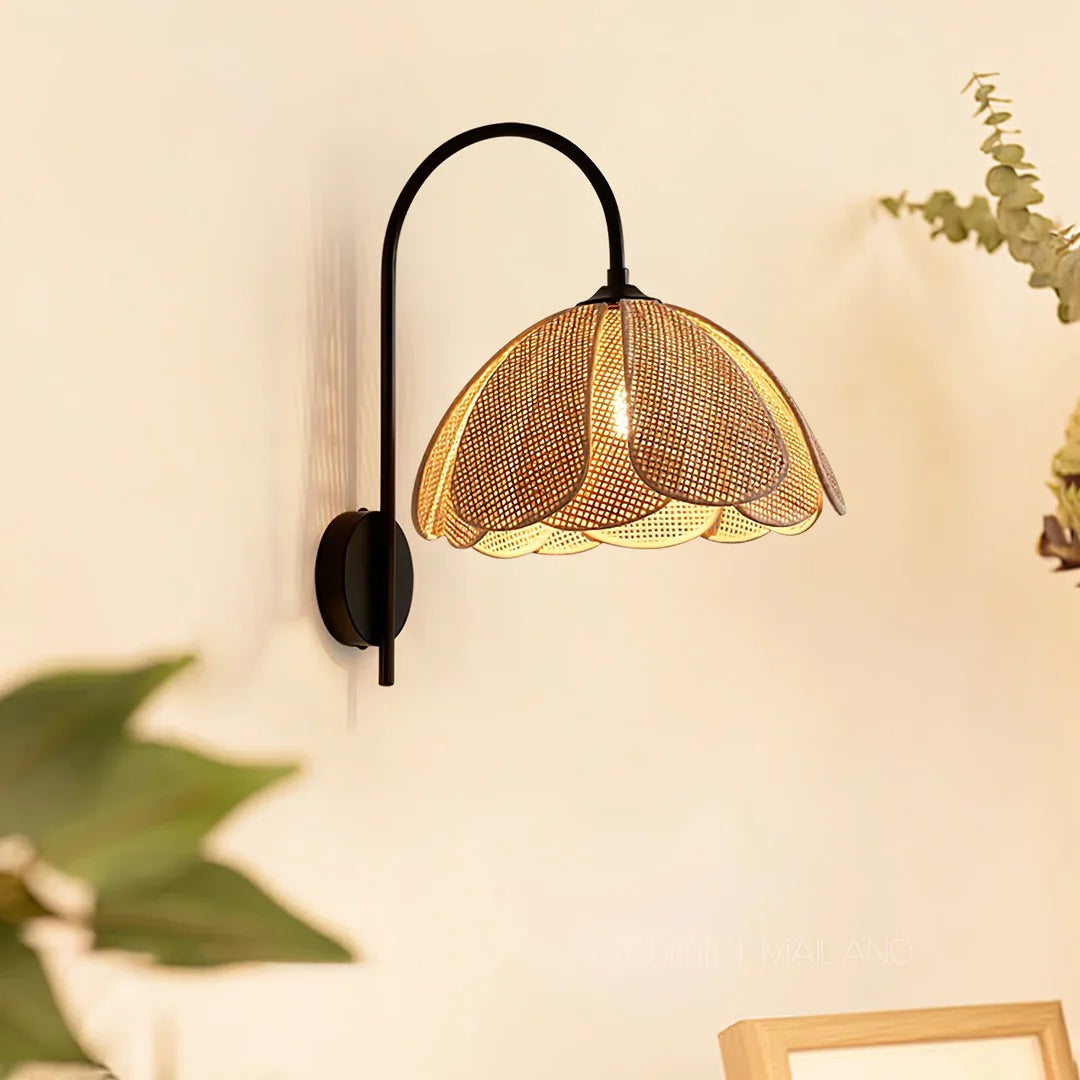 Retro Rattan Wall Sconce Lamp