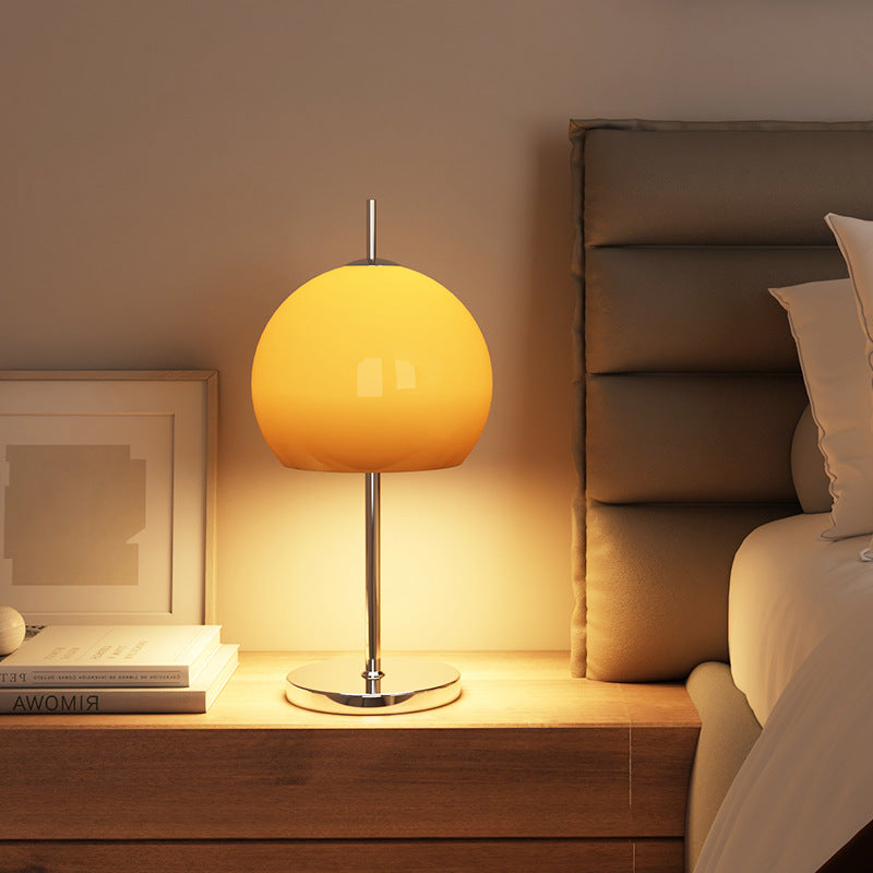 Retro Sunset Table Lamp – Chrome Base & Orange Dome