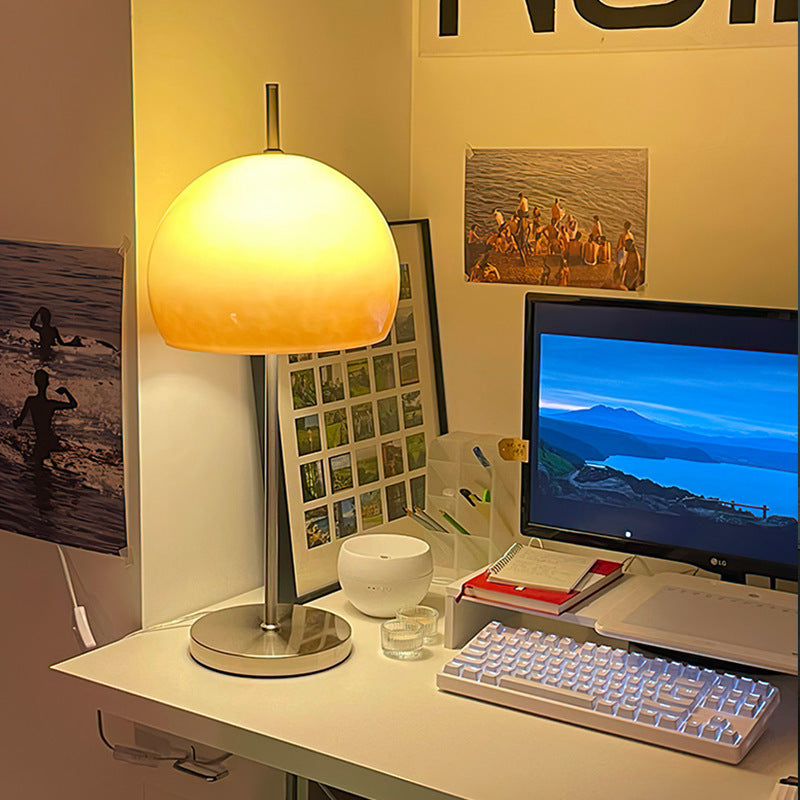 Retro Sunset Table Lamp – Chrome Base & Orange Dome