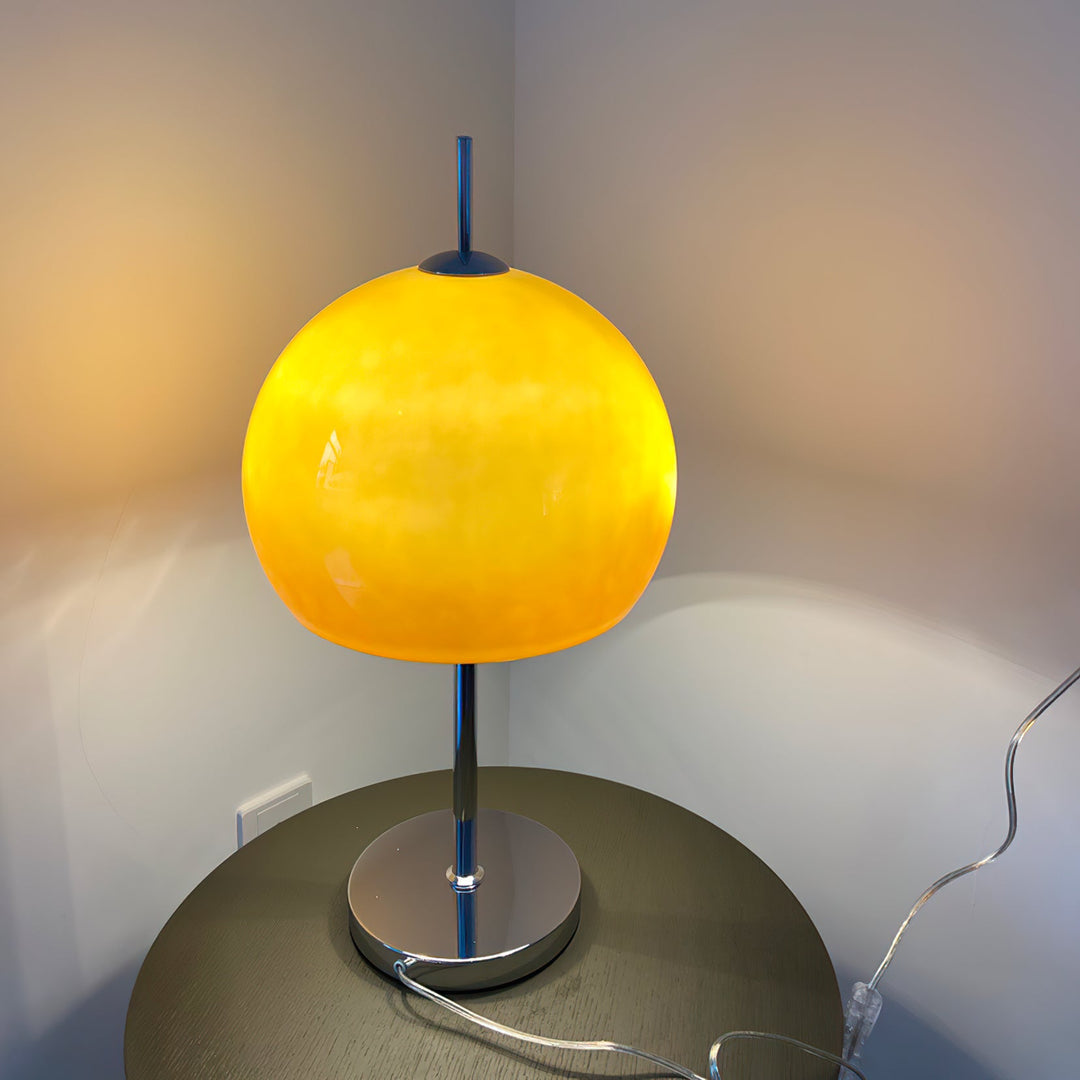 Retro Sunset Table Lamp – Chrome Base & Orange Dome