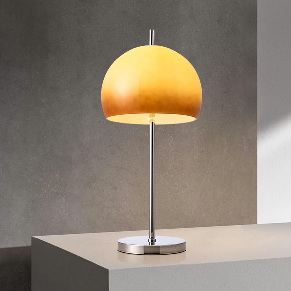Retro Sunset Table Lamp – Chrome Base & Orange Dome