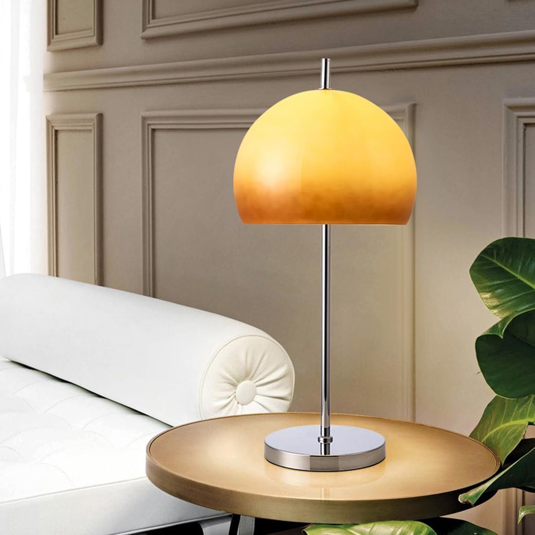 Retro Sunset Table Lamp – Chrome Base & Orange Dome