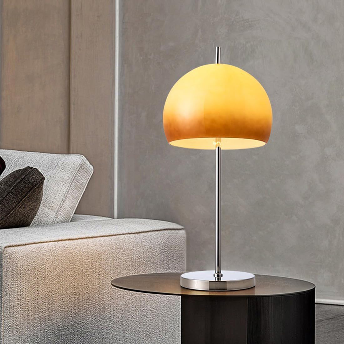 Retro Sunset Table Lamp – Chrome Base & Orange Dome