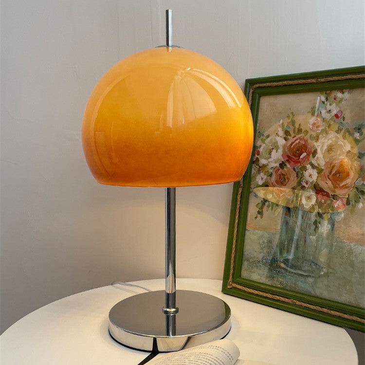 Retro Sunset Table Lamp – Chrome Base & Orange Dome