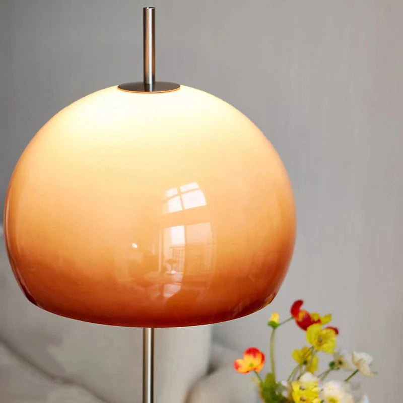 Retro Sunset Table Lamp – Chrome Base & Orange Dome