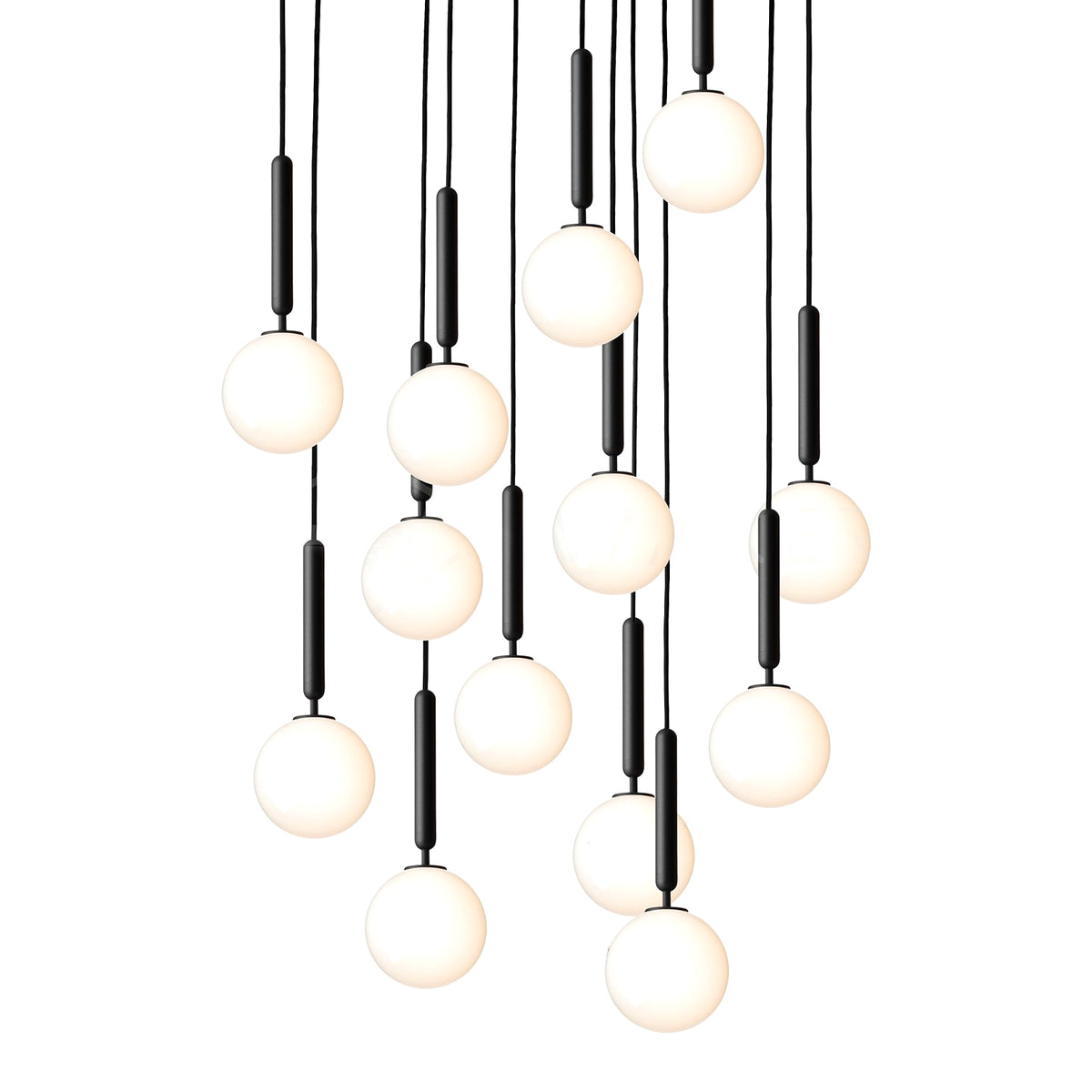 Scandinavian Pendant Lamp – Mouth-Blown Glass Spheres & Metal