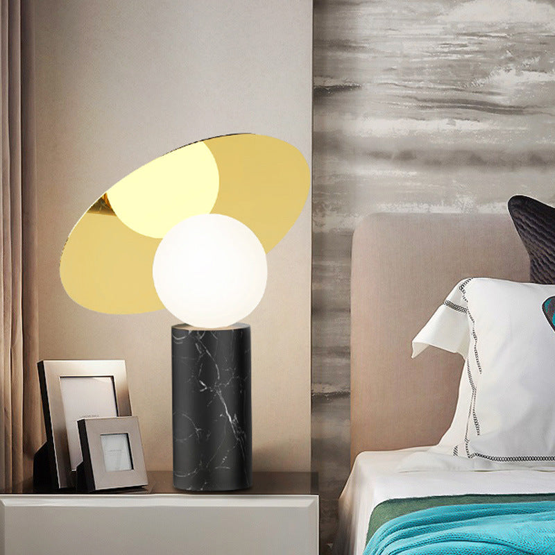 Sleek Marble Pillar Table Lamp