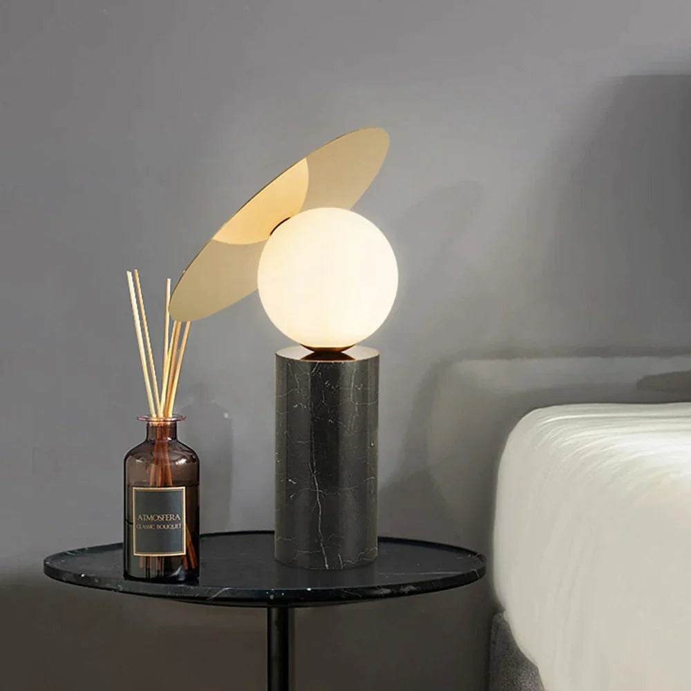 Sleek Marble Pillar Table Lamp