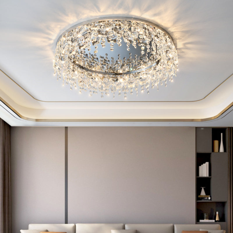 Sparkling Crystal Flush Ceiling Fixture