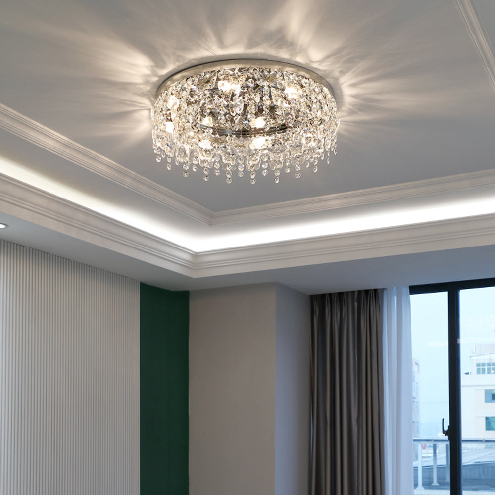 Sparkling Crystal Flush Ceiling Fixture