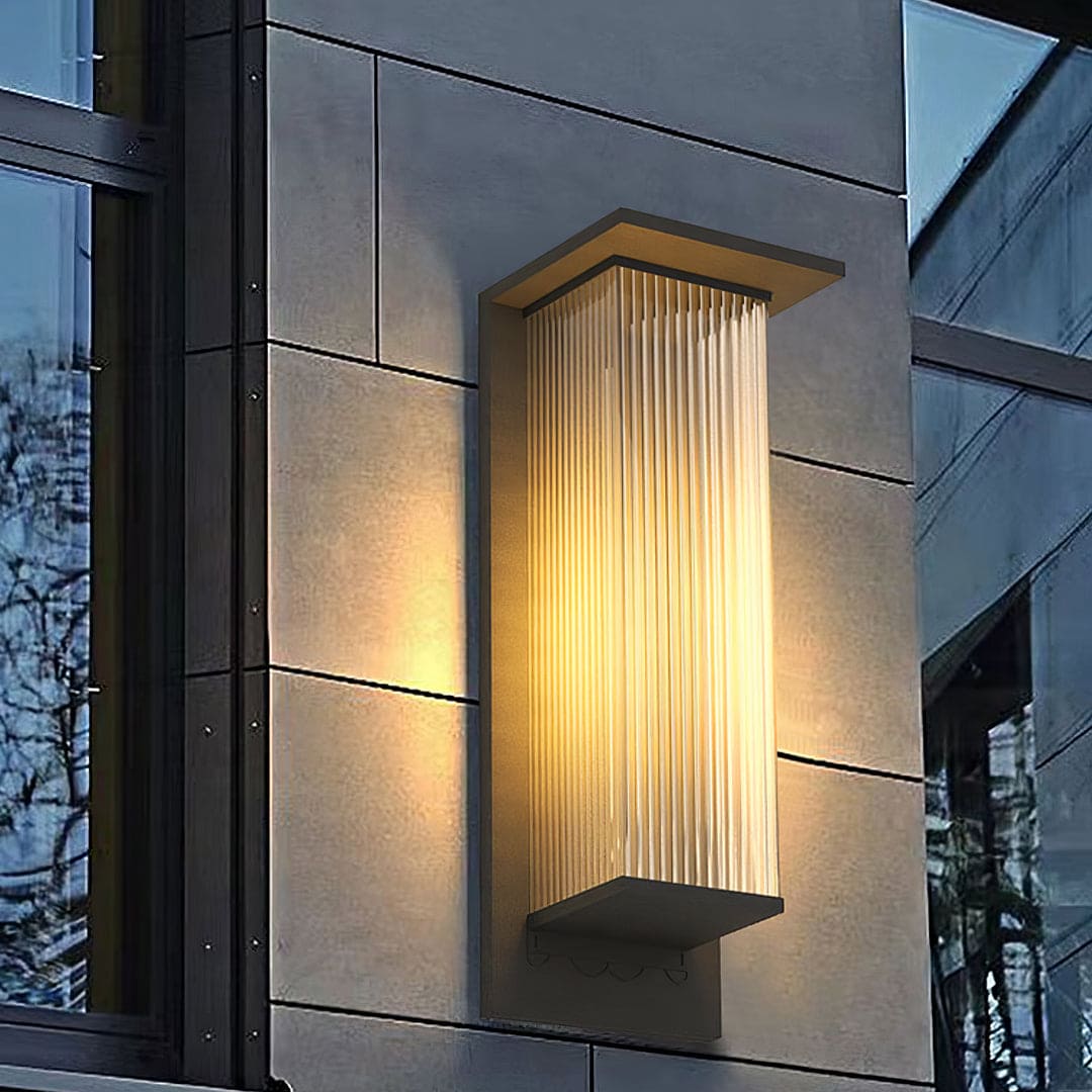 Modern Solar Outdoor Wall Fixture – Rectangular Design, Energy-Efficient